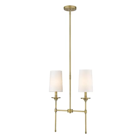 Z-Lite Emily 2 Light Island, Rubbed Brass & Off White 3033-2L-RB